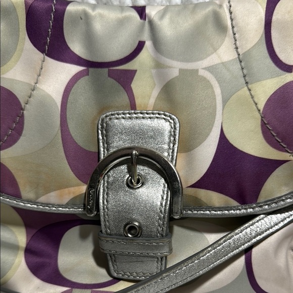 Coach Silver and Purple Crossbody Bag with Signature Design - Picture 3 of 4